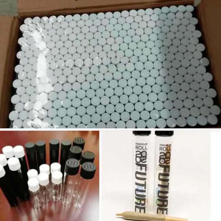 20mm flat bottom glass tube,glass tube with plastic black screw cap,Pre-Roll Glass Tube with Child Proof Cap